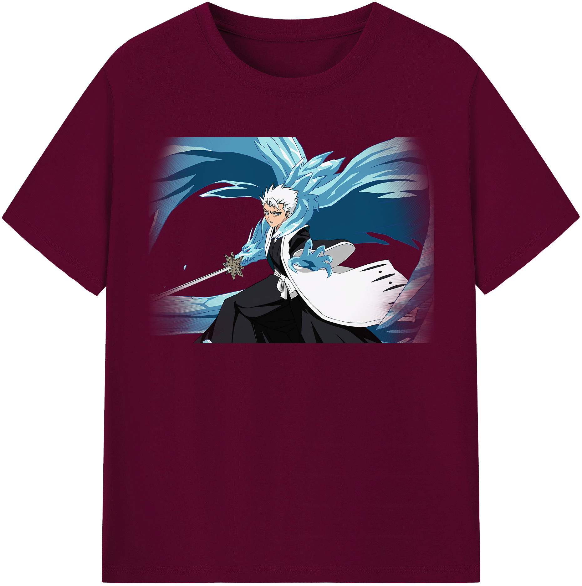 （画像用） ブリーチ 日番谷冬獅郎（ひつがや とうしろう） BLEACH Hitsugaya Toushirou レディースカジュアルプリントTシャツ（綿100％）